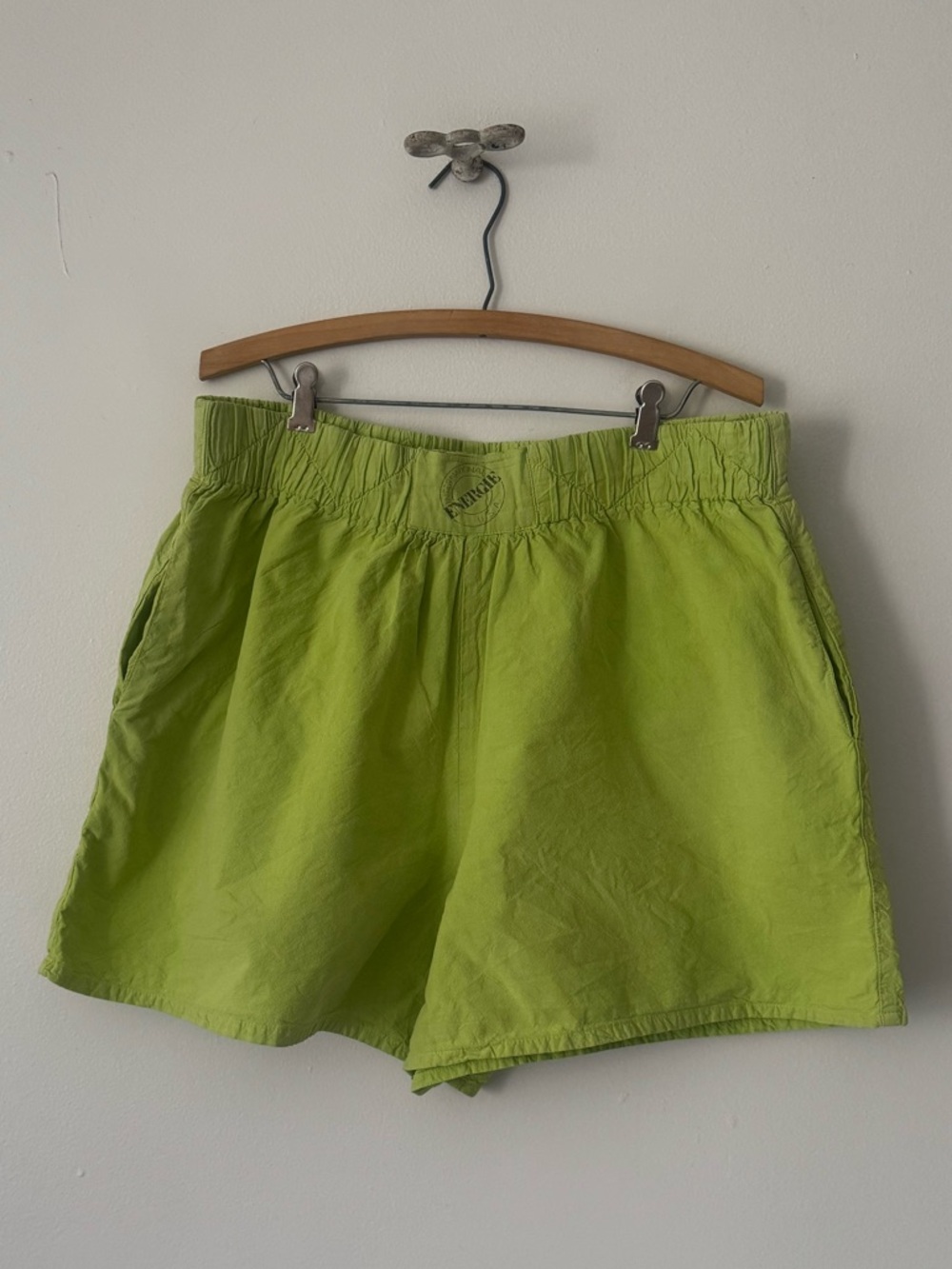 Vintage 90s Energie Lime Green Elastic-Waist Boxing Shorts